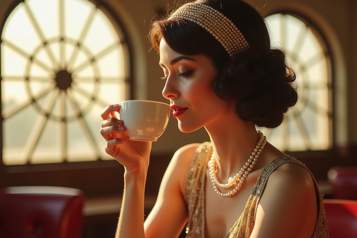 Femme élégante dans un cafe art deco 1920