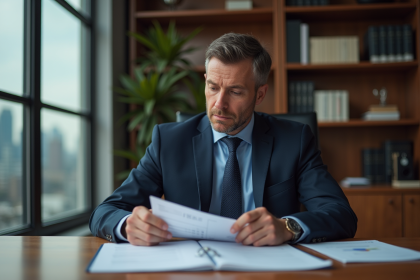 Homme d'affaires en costume dans un bureau élégant