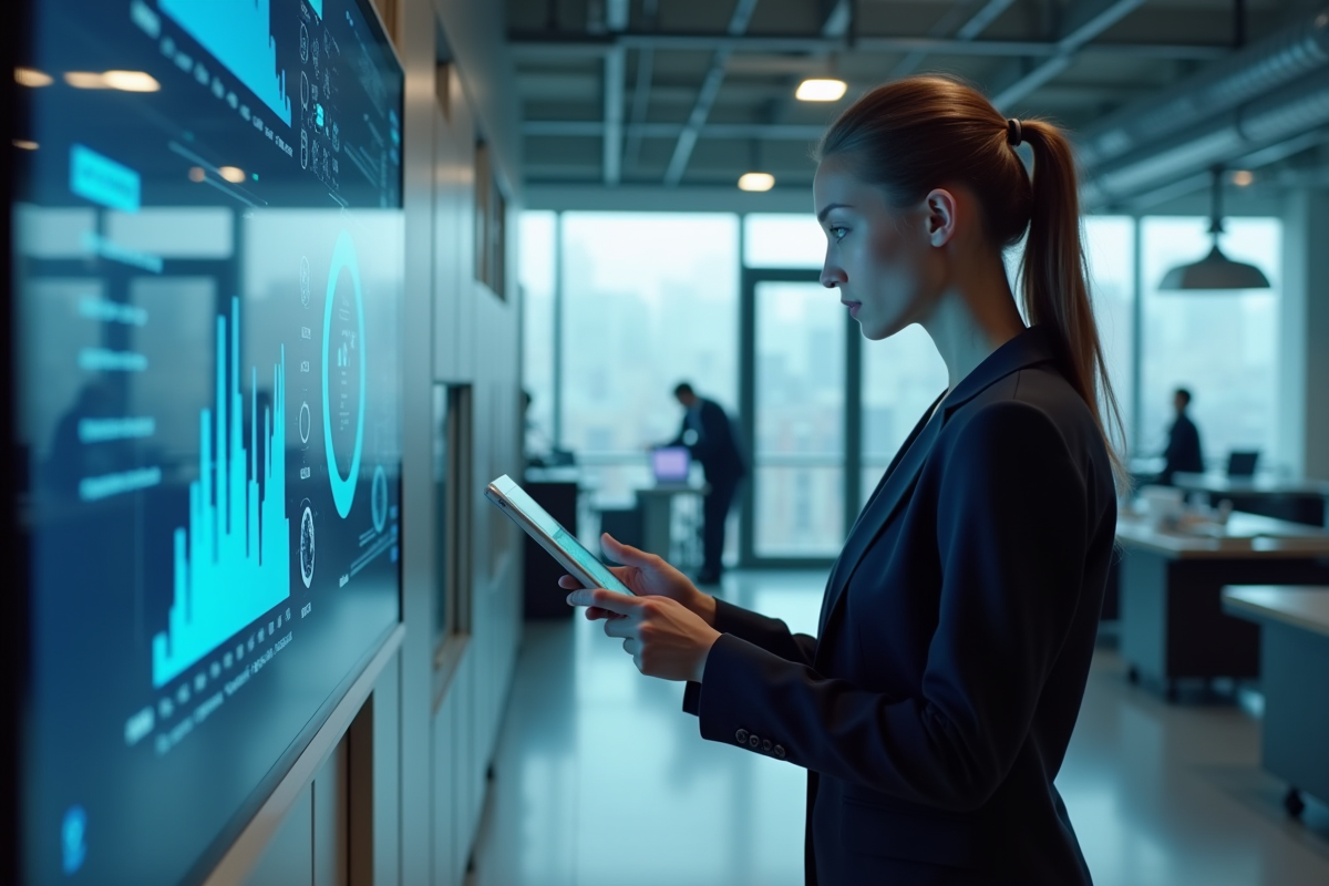 Jeune femme ingénieur en laboratoire technologique