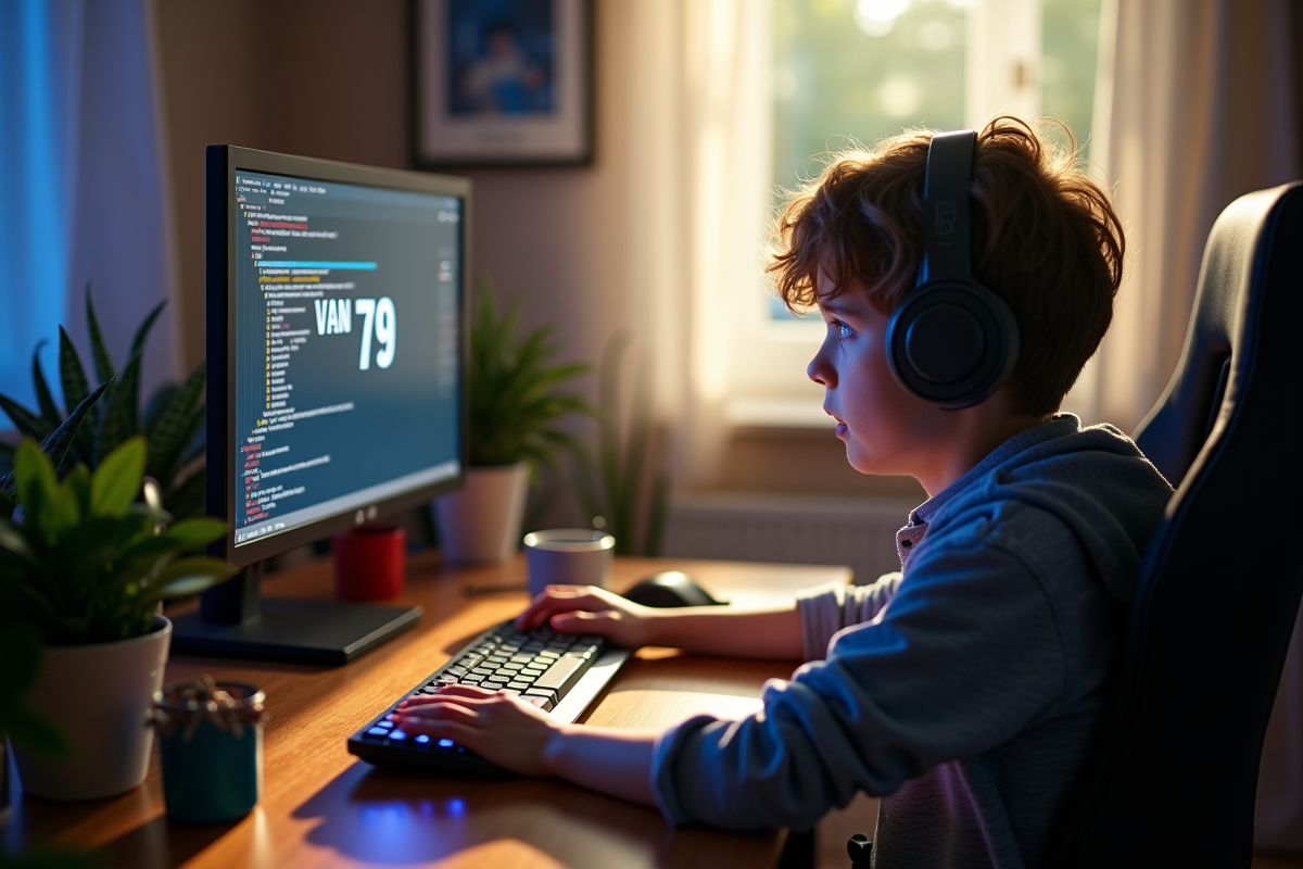 Jeune gamer frustré regardant un écran avec erreur Valorant VAN 79