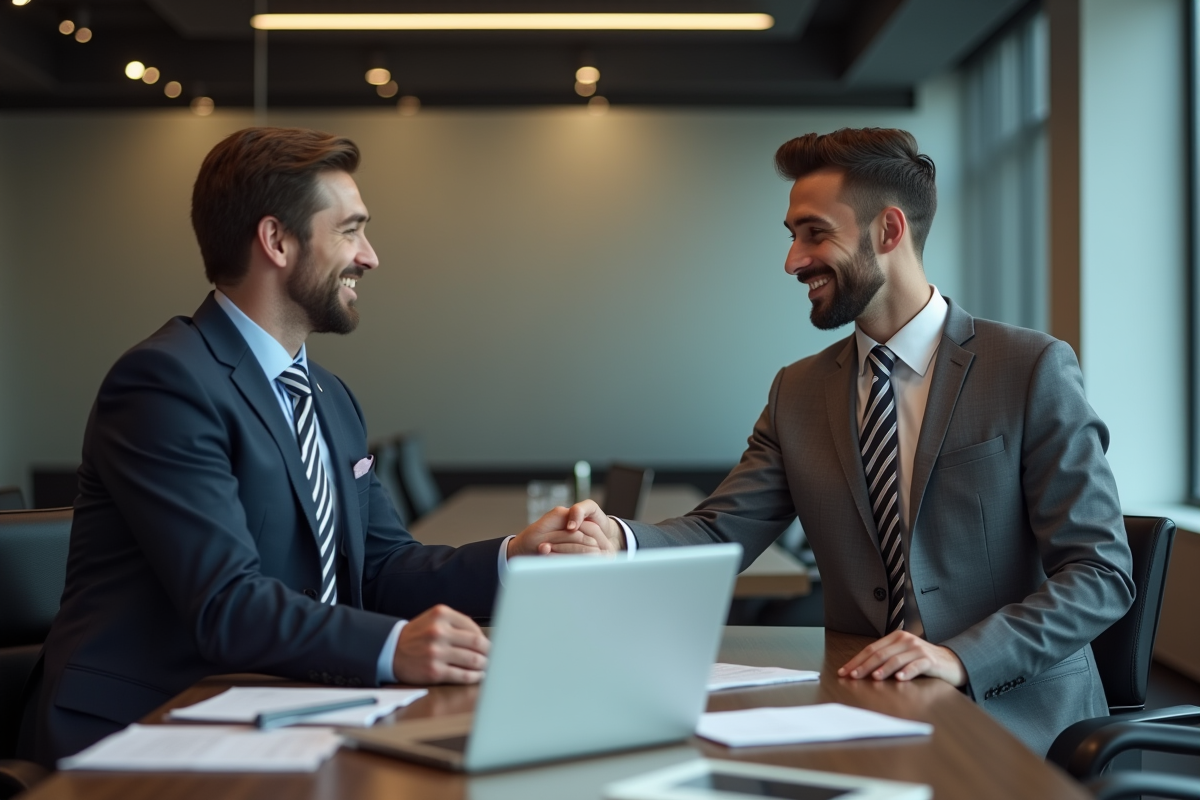 Avocat jeune serre la main d